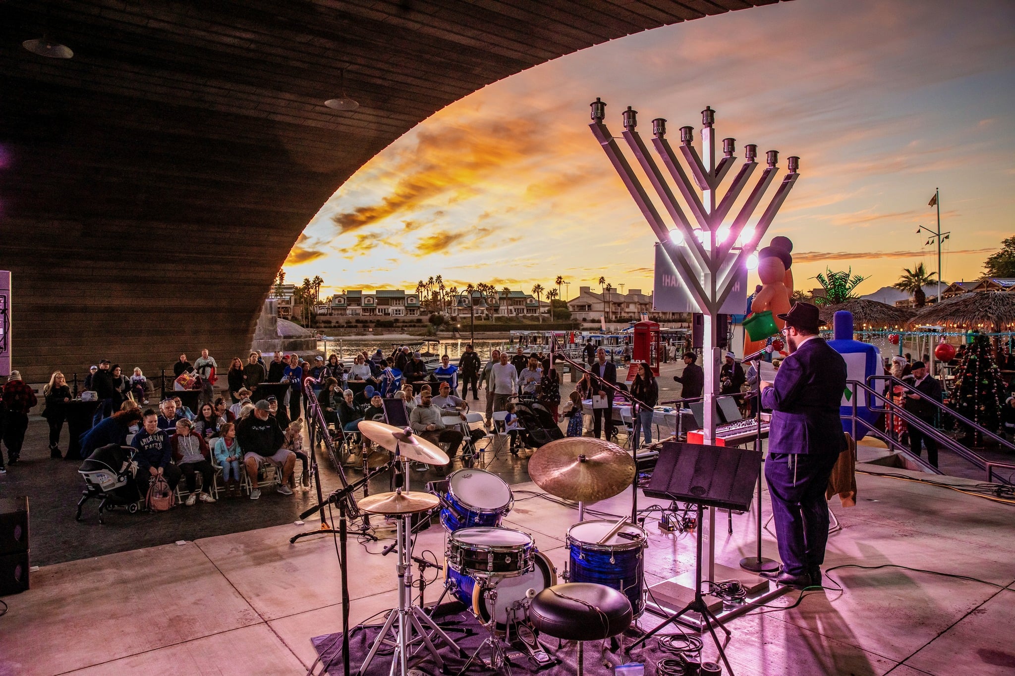 Chanukah under the London Bridge - public menorah lighting in Lake Havasu City